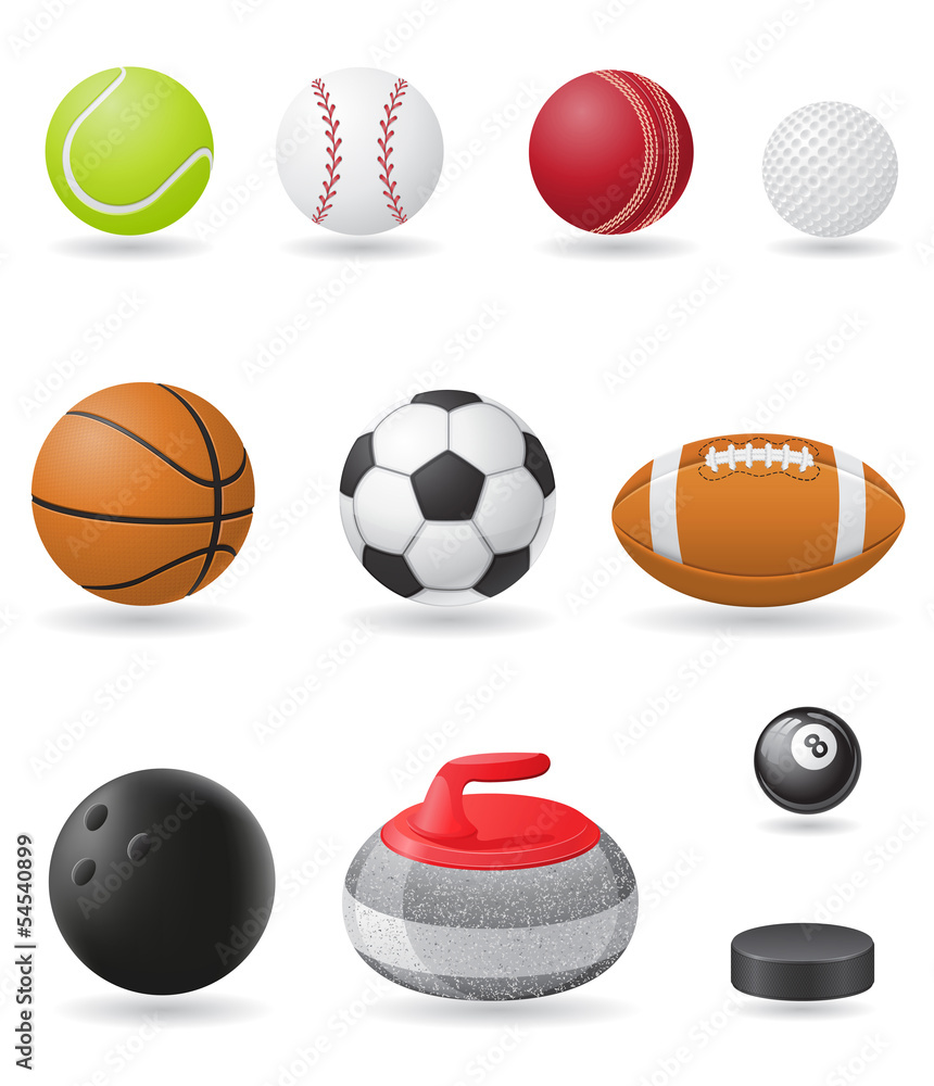 Fotografie set icons sport balls vector illustration