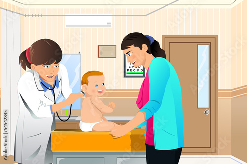 Doctor examining a baby