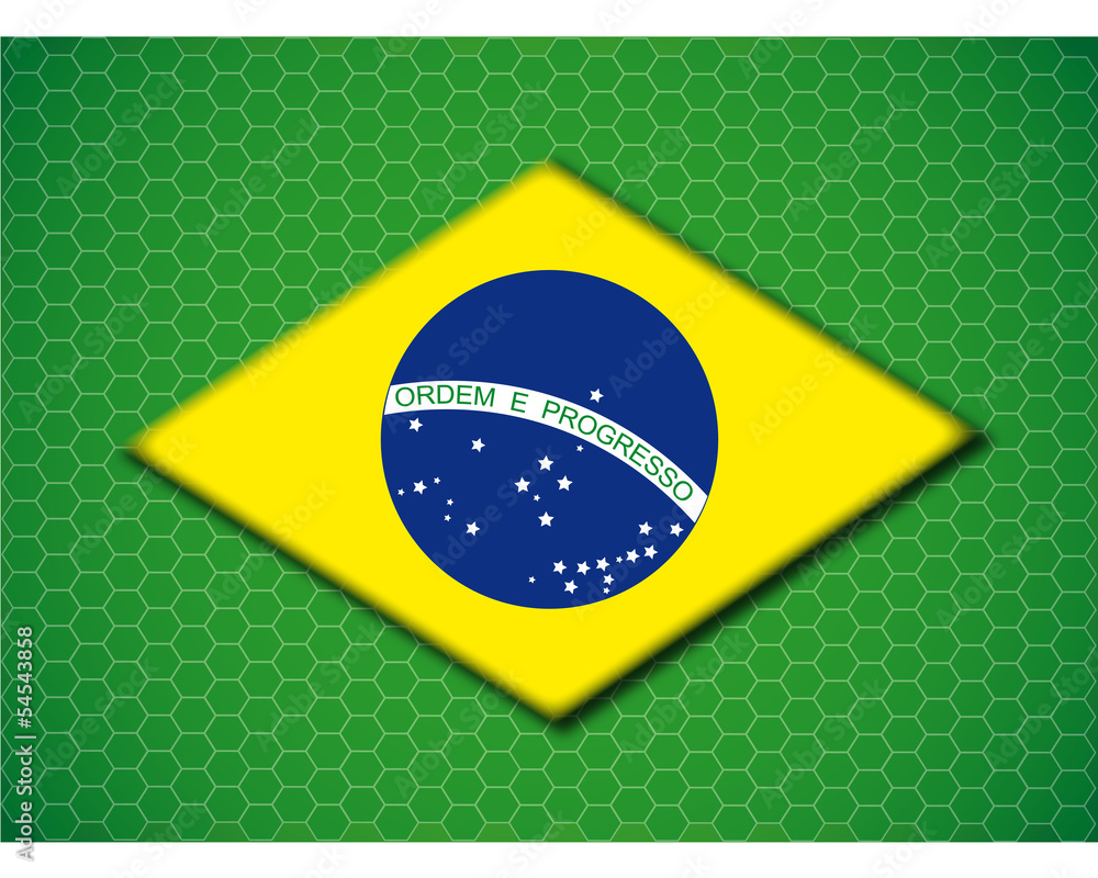 Obraz premium Brazil flag with hexagon background