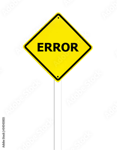 Yellow Error sign on a white background