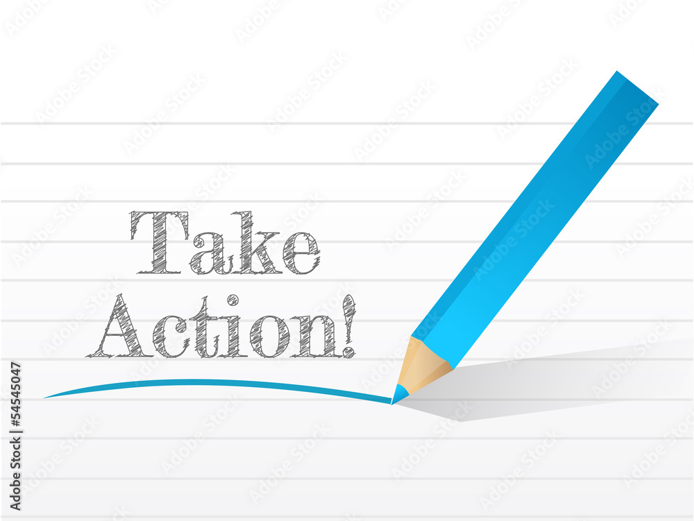 take action message written on a notepad take action message written on a notepad