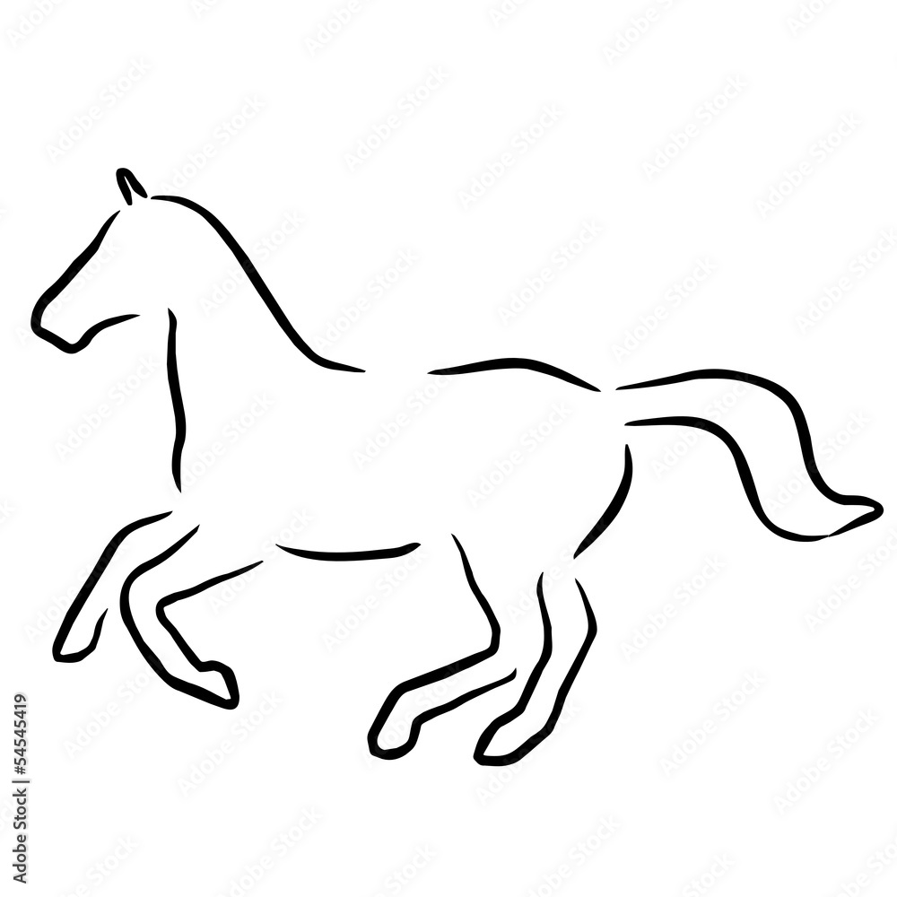 horse black line horse black line