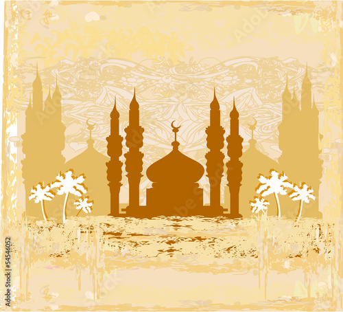 artistic pattern background with mosque