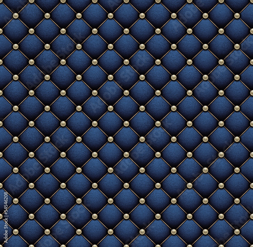 Seamless deep blue velvet embroidered by pearl grid.