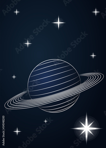 saturn planet drawing in outer space vector