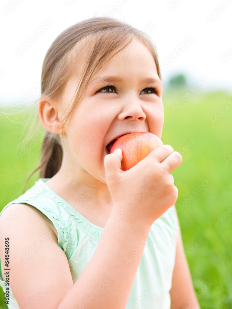 Portrait of a little girl with apple Portrait of a little girl with apple