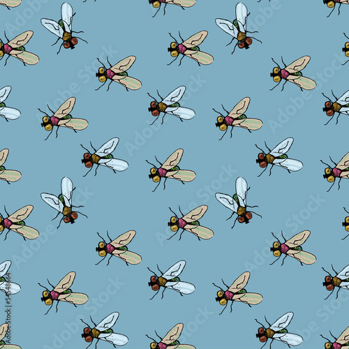 decorative pattern with flies © ievgeniiaz