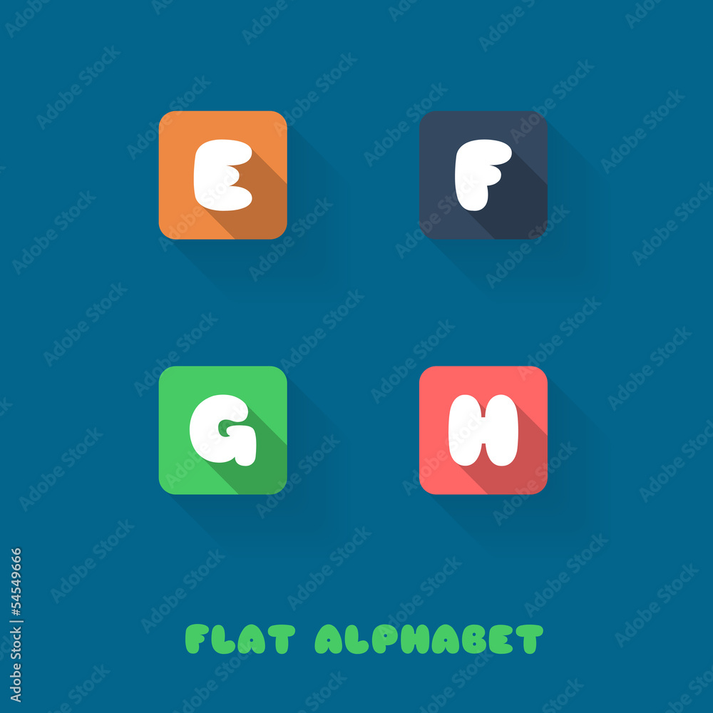 E F G H - Flat Design Button Alphabet E F G H - Flat Design Button Alphabet