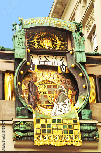 Ankeruhr (Anker clock), famous astronomical clock in Vienna (Aus photo