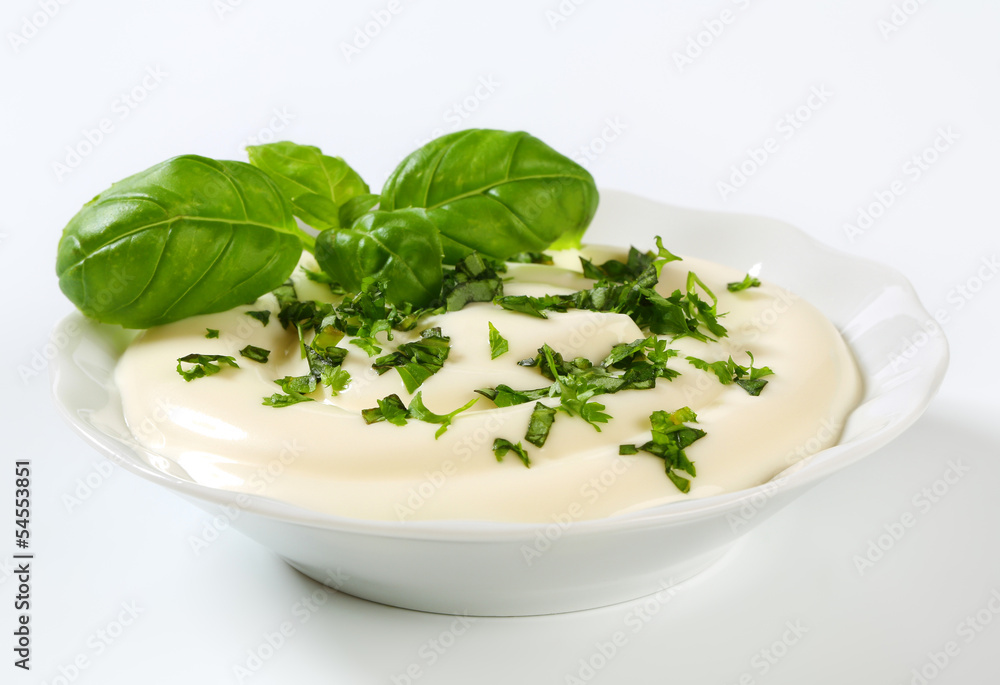 Creamy dipping sauce with parsley Creamy dipping sauce with parsley