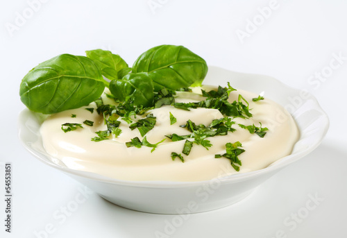 Creamy dipping sauce with parsley