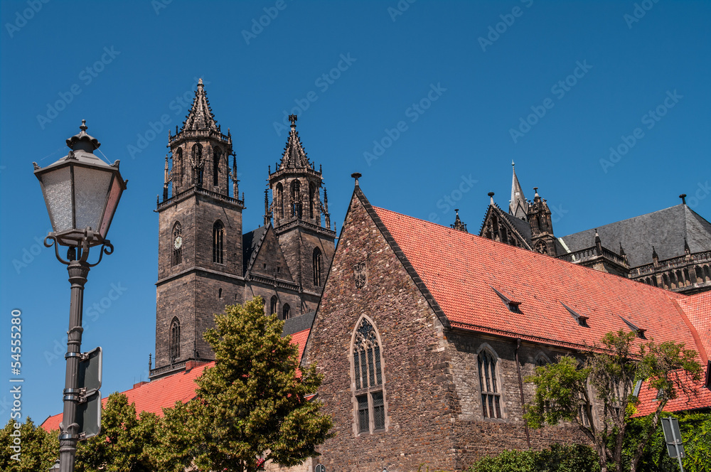 Cathedral of Magdeburg at river Elbe, Germany Cathedral of Magdeburg at river Elbe, Germany