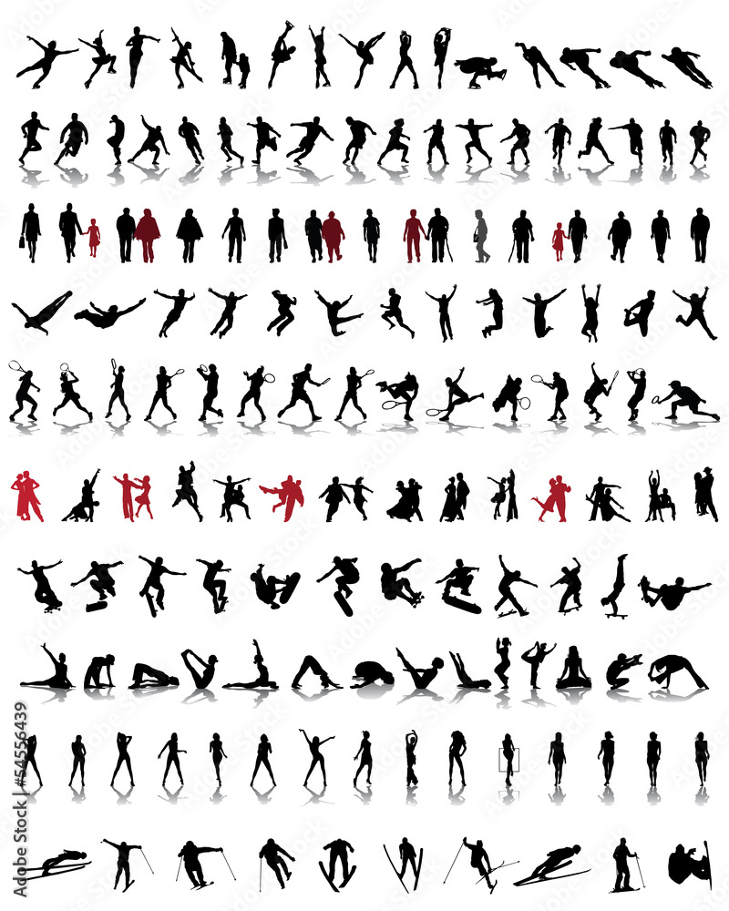 Set of different silhouettes of people 3, vector