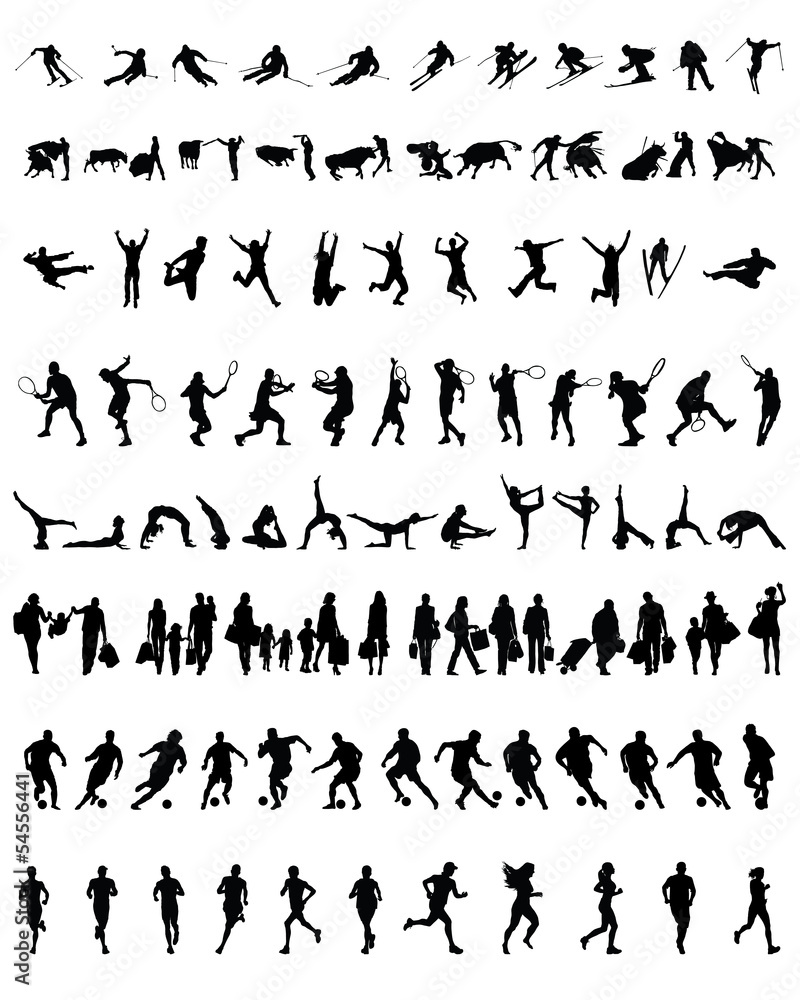 Set of different silhouettes of people 2, vector