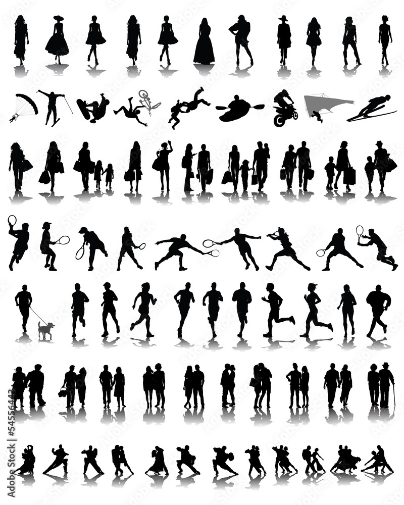 Set of different silhouettes of people 1, vector Set of different silhouettes of people 1, vector