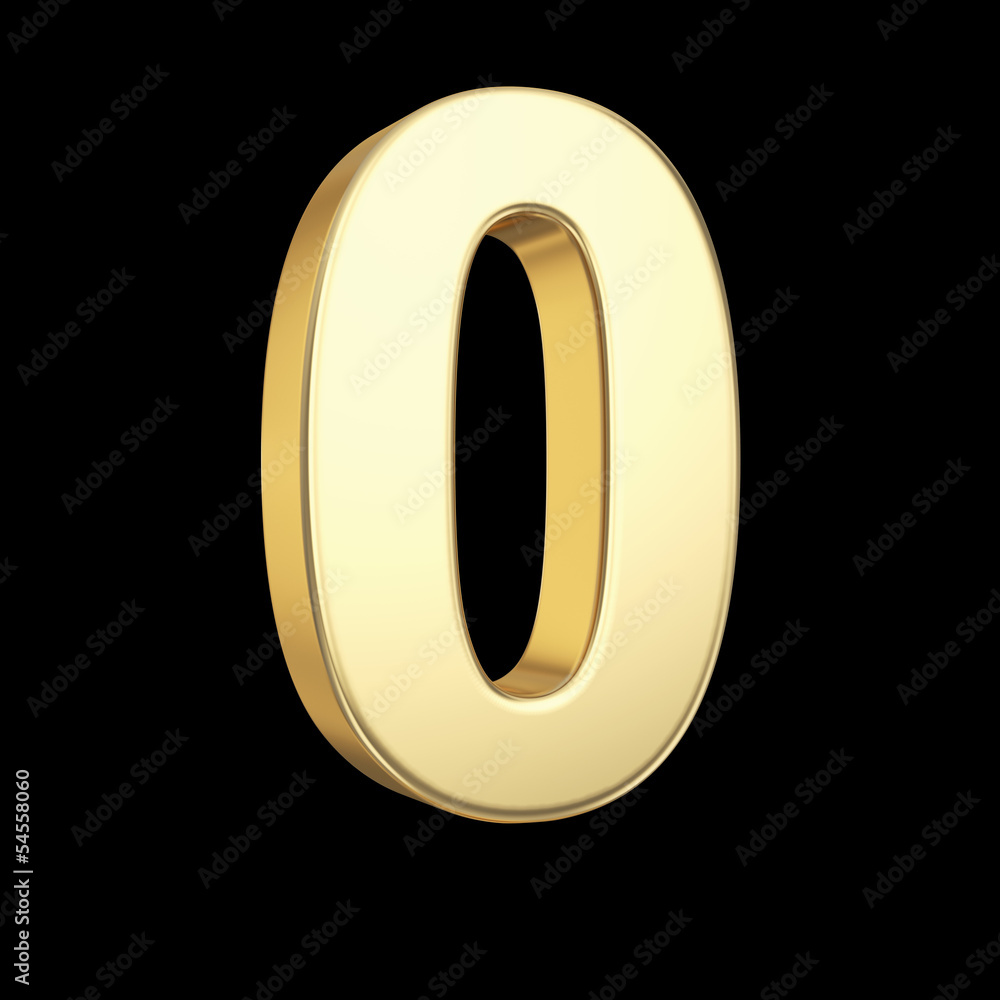 Number zero with clipping path