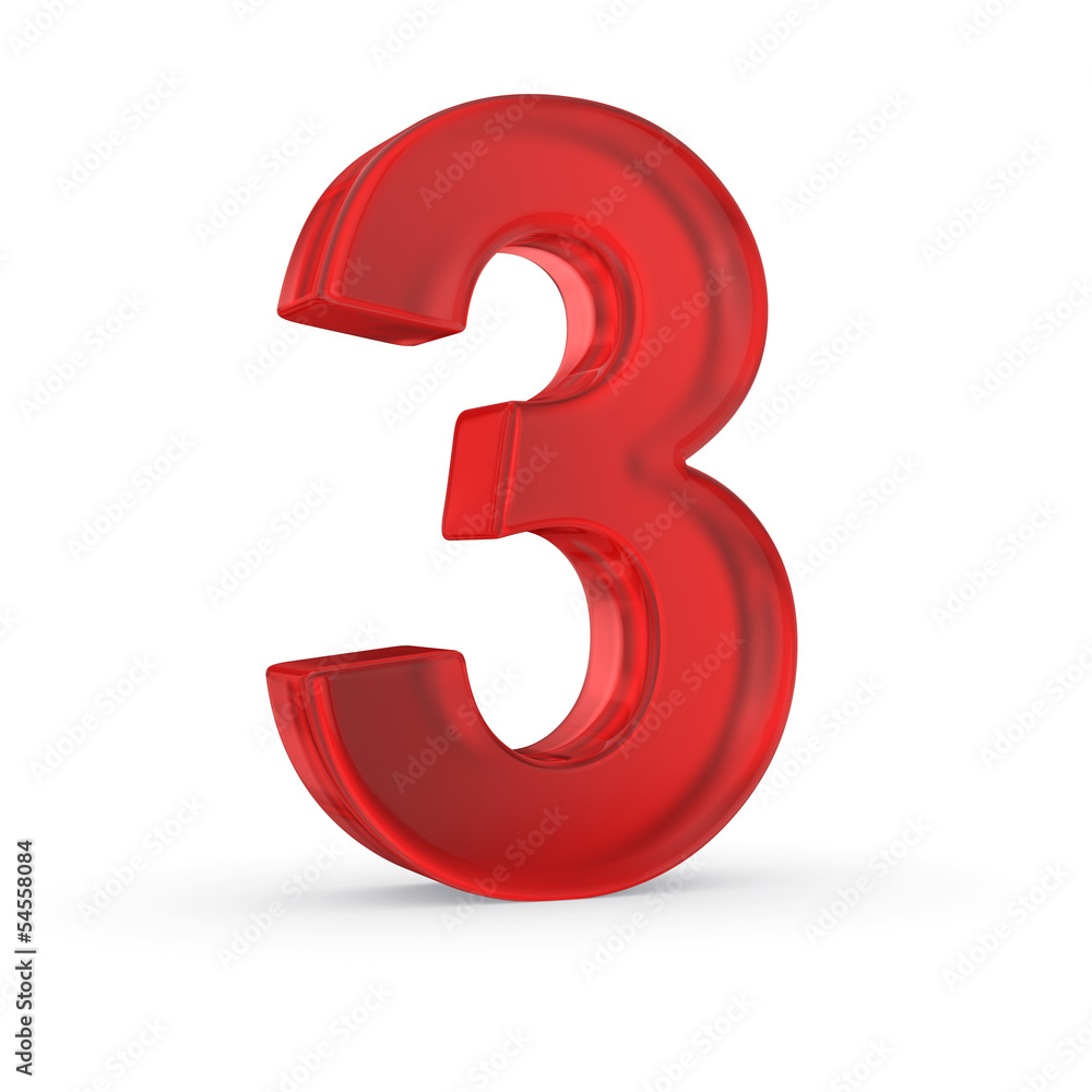 Number three- red isolated with clipping path Number three- red isolated with clipping path