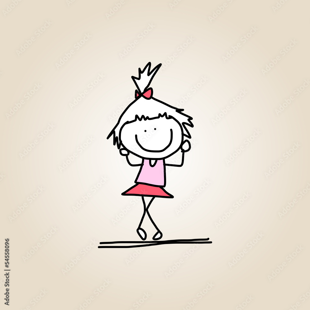 Fototapeta premium hand drawing happy kid
