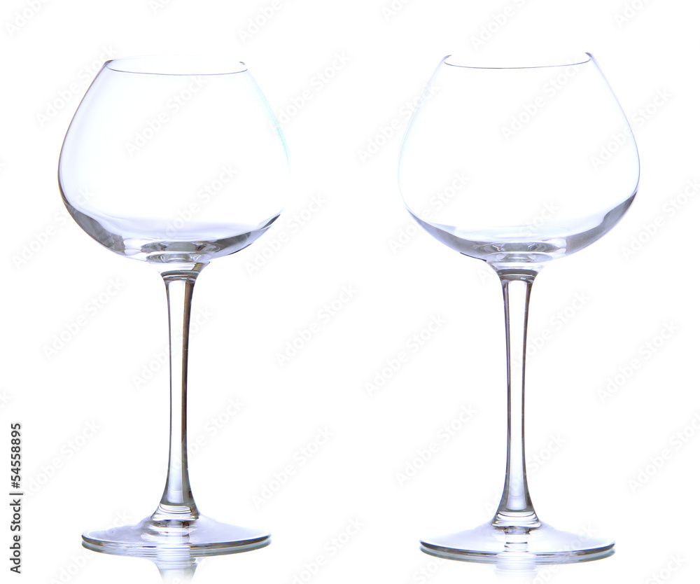 Empty wine glasses isolated on white Empty wine glasses isolated on white