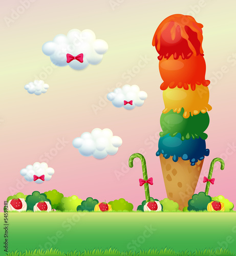 A giant ice cream at the hilltop