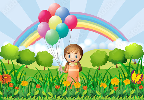 A girl with balloons