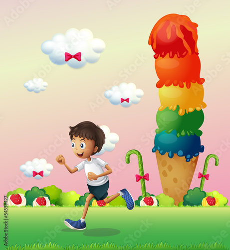 A boy in a land full of sweets
