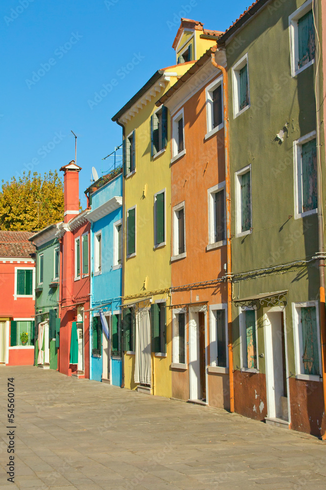 Color houses in Venice island Burano (Italy) .