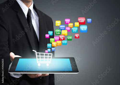 Colorful application icon concept and the shopping cart