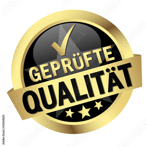 Button mit Banner " GEPRÜFTE QUALITÄT "