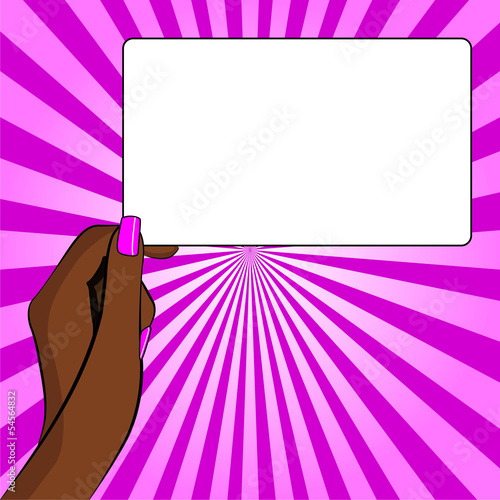 Womans hand holding a piece of paper
