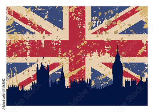 Carta da parati Great Britain's Flag and London