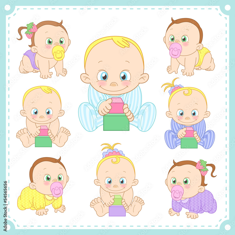 vector illustration of baby boys and baby girls vector illustration of baby boys and baby girls