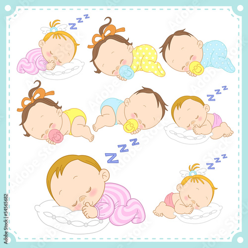 vector illustration of baby boys and baby girls