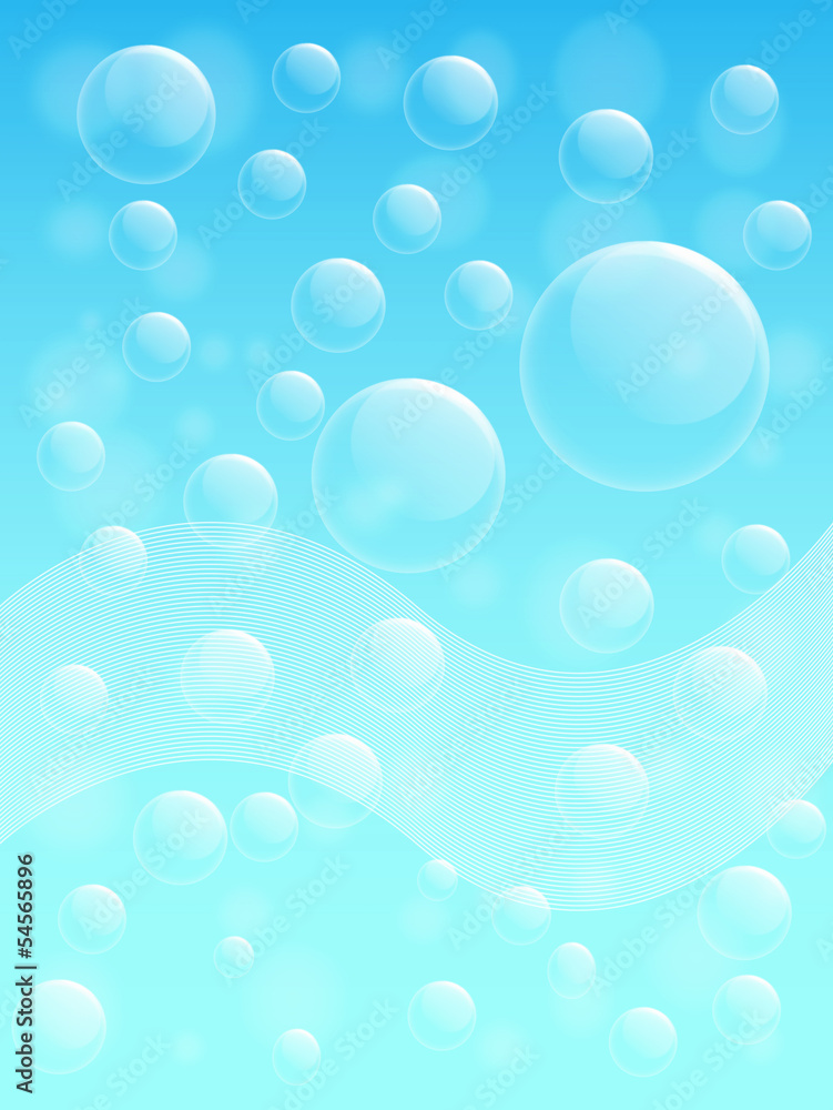 Air bubble on cyan background