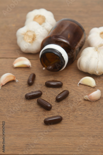 Garlic herbal supplement pills , alternative medicine