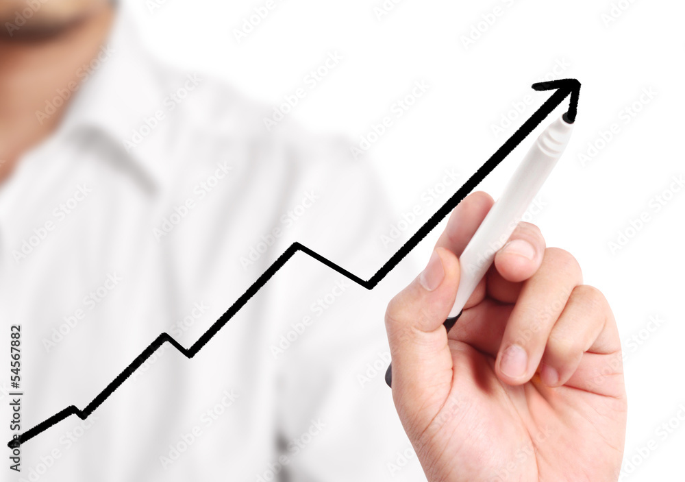 Business man drawing graph Business man drawing graph