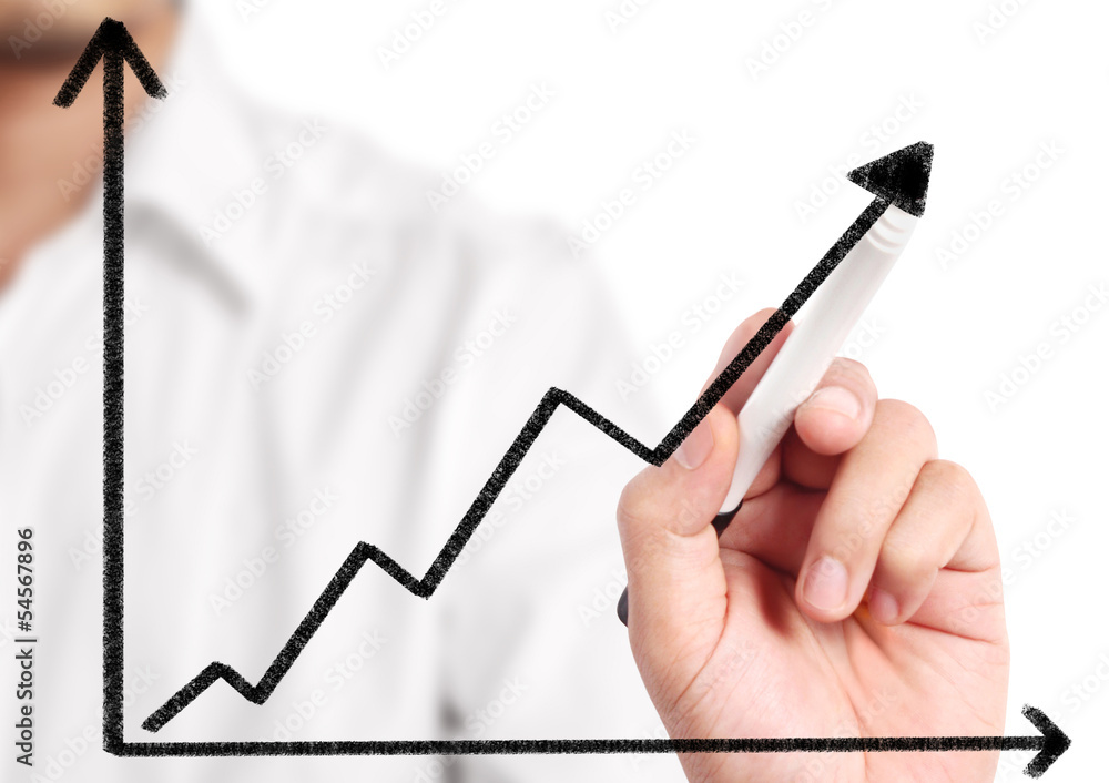 Business man drawing graph Business man drawing graph