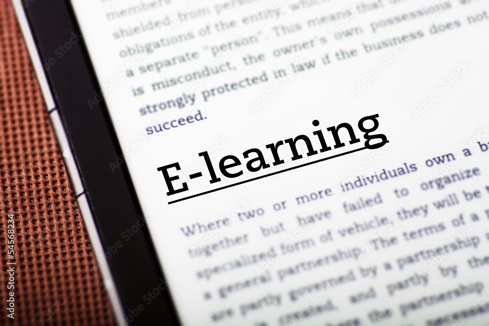 Obraz premium E-learning on tablet screen, ebook concept