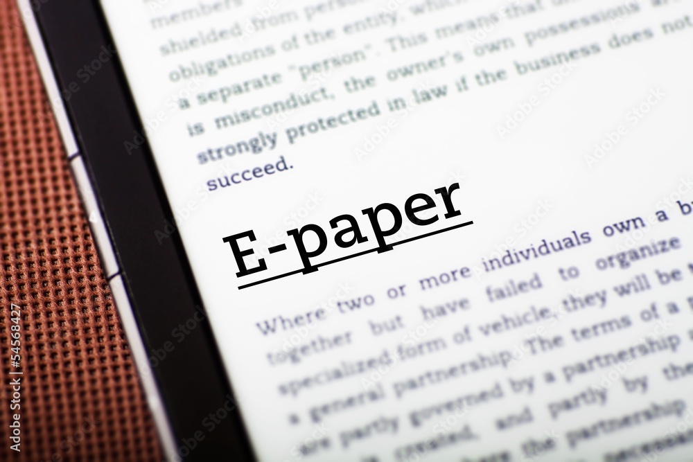 Obraz premium E-paper on tablet screen, ebook concept