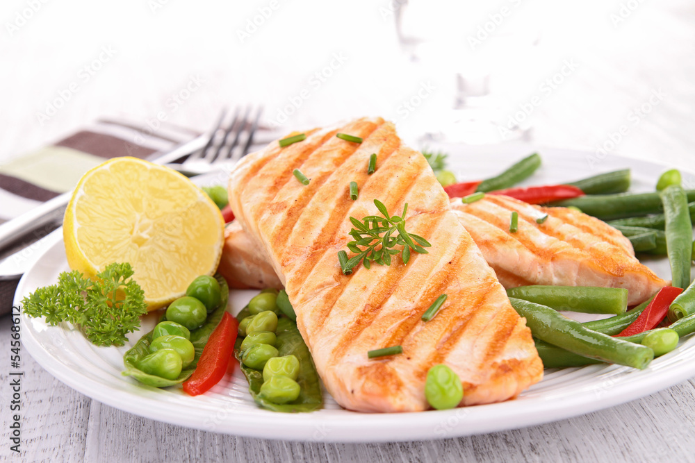 grilled salmon and vegetable grilled salmon and vegetable