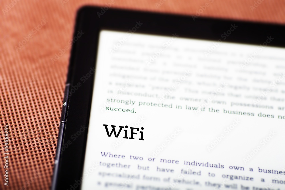 Obraz premium Wifi on ebook, tablet concept