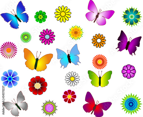 Schmetterlinge Blumen Set