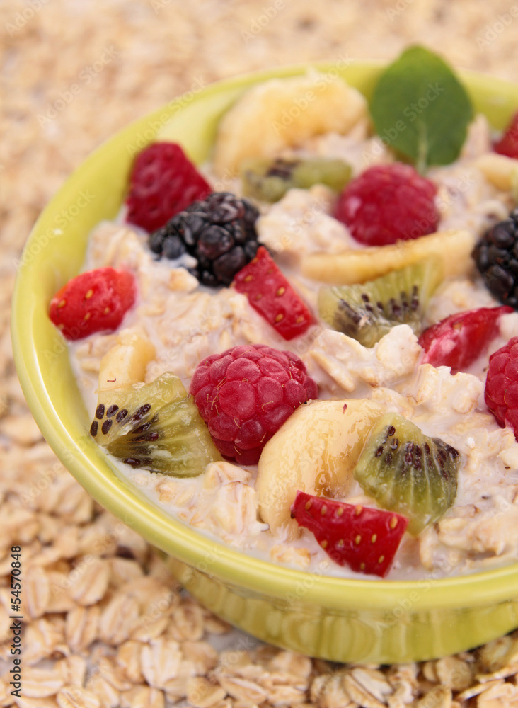 bowl of cereal, milk and fruit bowl of cereal, milk and fruit
