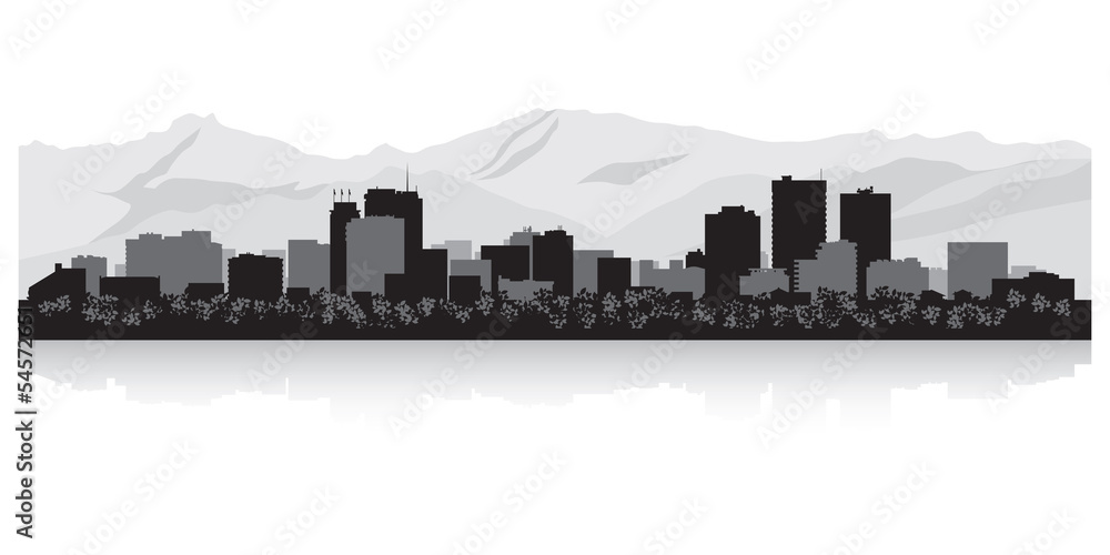 Fototapeta premium Anchorage city skyline silhouette
