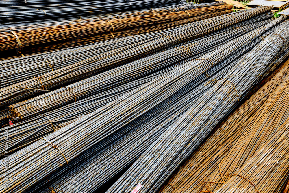 Background texture of steel rods used in construction to reinfor Background texture of steel rods used in construction to reinfor