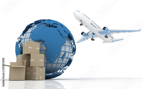 Shipping ( cardboard,plane,globe )