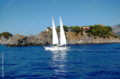 A sailing boat near the Gallos archipelago