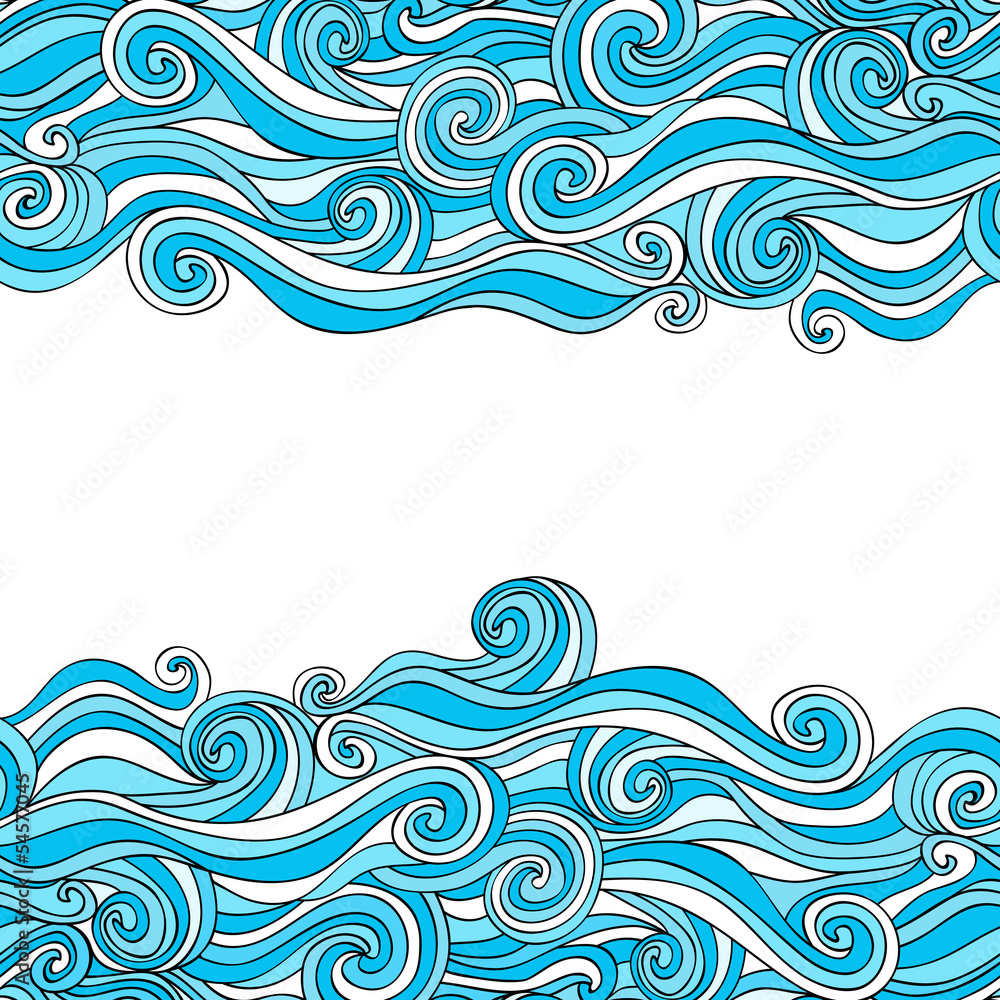 colorful abstract hand-drawn pattern, waves background