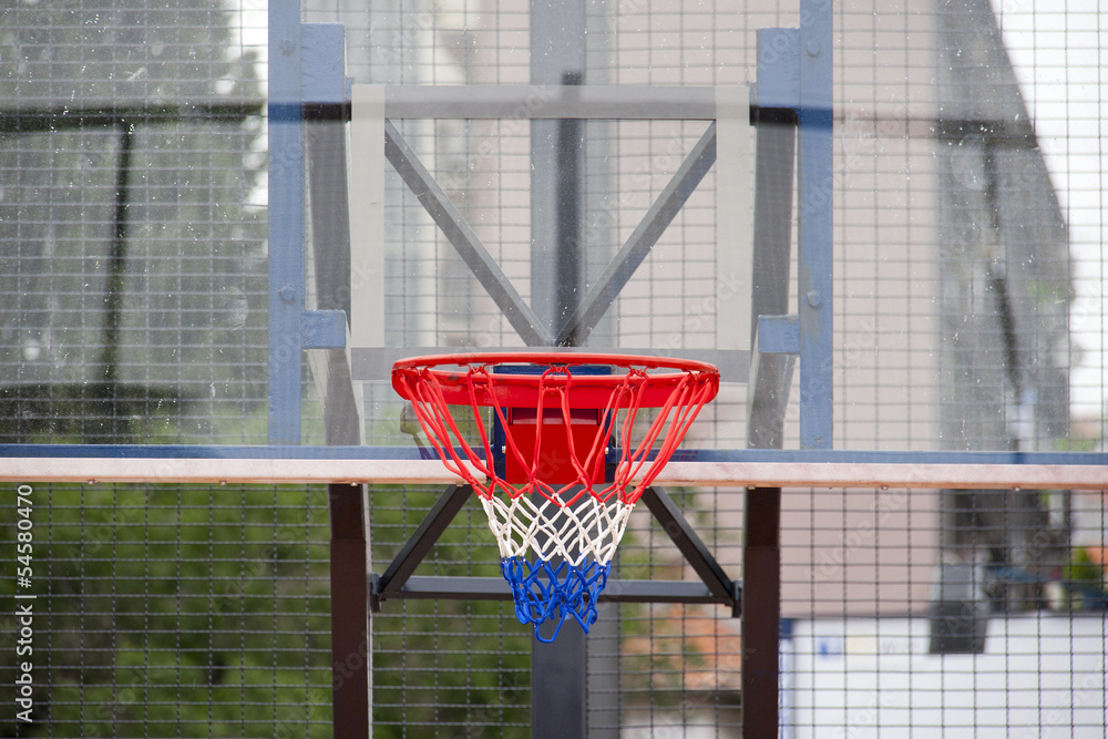 Basketball backboard on the street basketball court