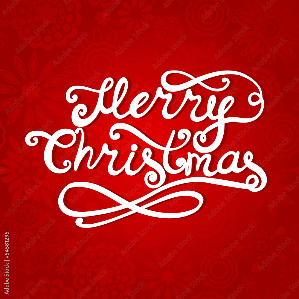 Merry Christmas lettering. Greeting card with hand-drawn letters